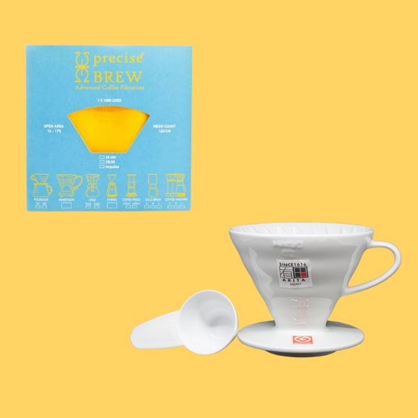 Kit méthodes douces Hario V60 02 et filtre réutilisable Precise Brew